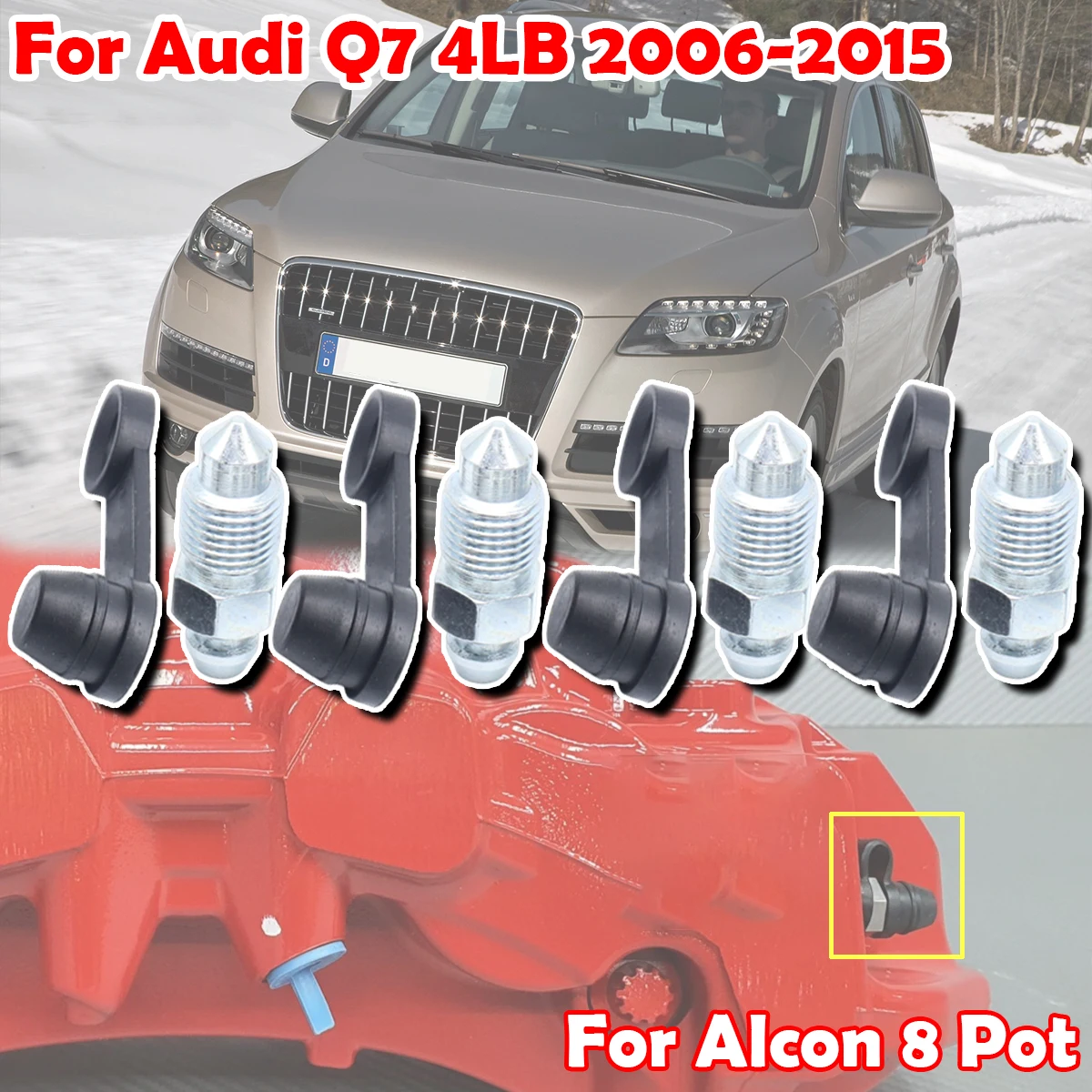 

Car Front Bleeder Valves and Rubber Dust Cap Left Right Caliper Bleed Nipple Screw Repair Kit For Audi Q7 4LB 2006 2007 - 2015