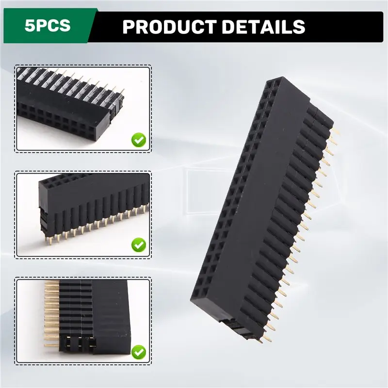 A68Z 2X20-Pin Extra Tall Stacking Headers 5Pcs 0.1