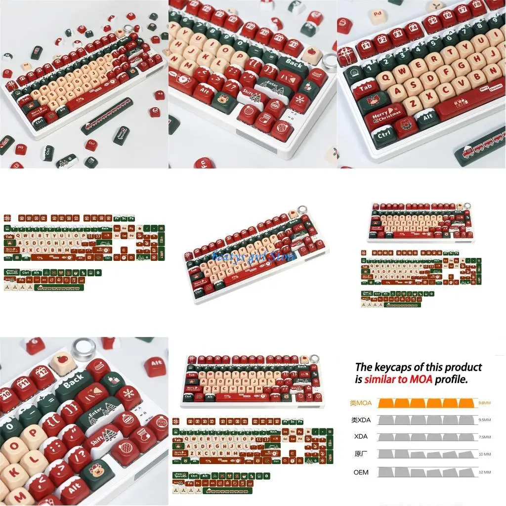

C7AB MerryChristmas Keycaps PBT Profile MOA 130 keys for DIY Layout Customize