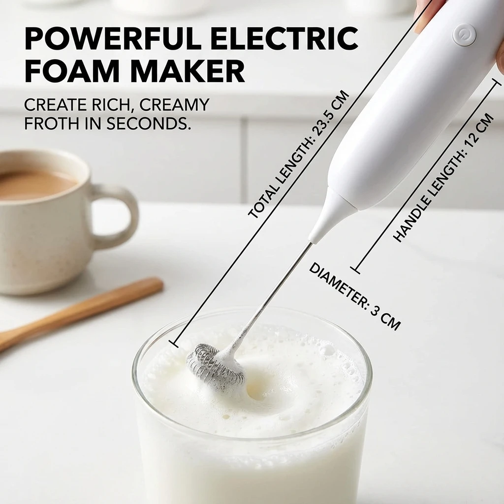 1PC Automatic Handheld Egg Beater Milk Froth Mixer Battery Operated Coffee Whisk Kitchen Tool for Foam Creation