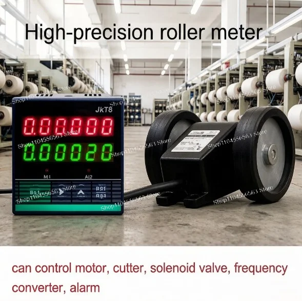 JK76/9/86 Meter Counter Control Roller Encoder with Rubber Wheel & TL Bracket for Industrial Length Measurement