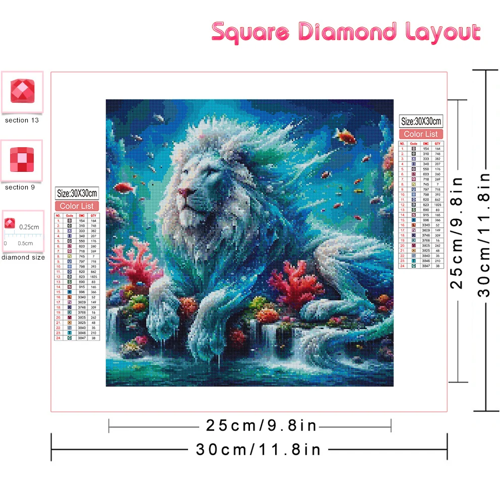 Huacan Full Diamond Painting Animal Complete Kit Diy Mosaic Lion Fantasy New Collection Art Handmade Gift Wall Decor Set