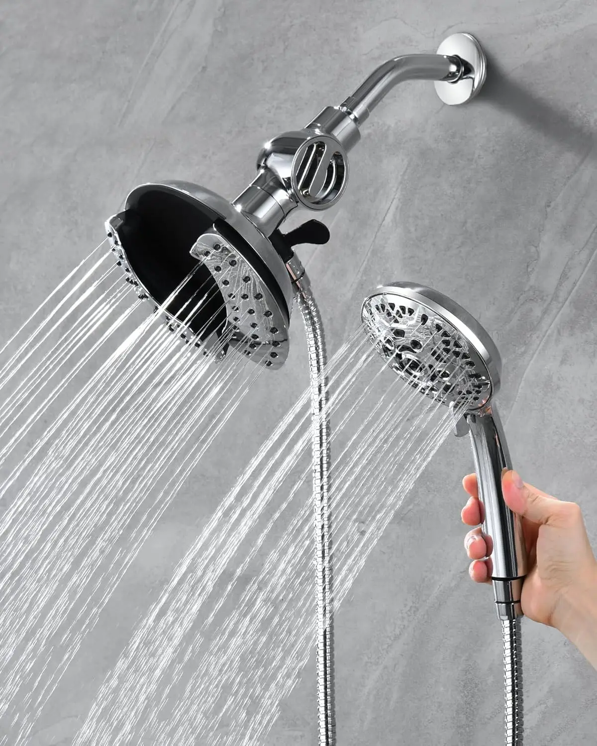 2-in-1 Filtered Shower Head with Handheld: Dual Heads with Rain Head & Handheld Head