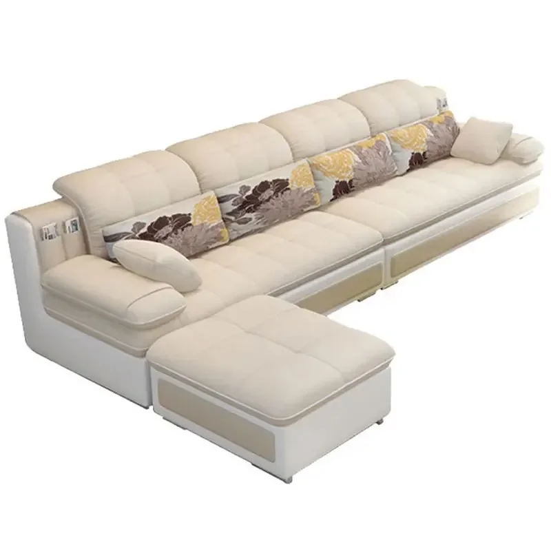 Modern leisure leather couch corner sofa set furniture living room sofas Luxury velvet fabric l shape sofa bed