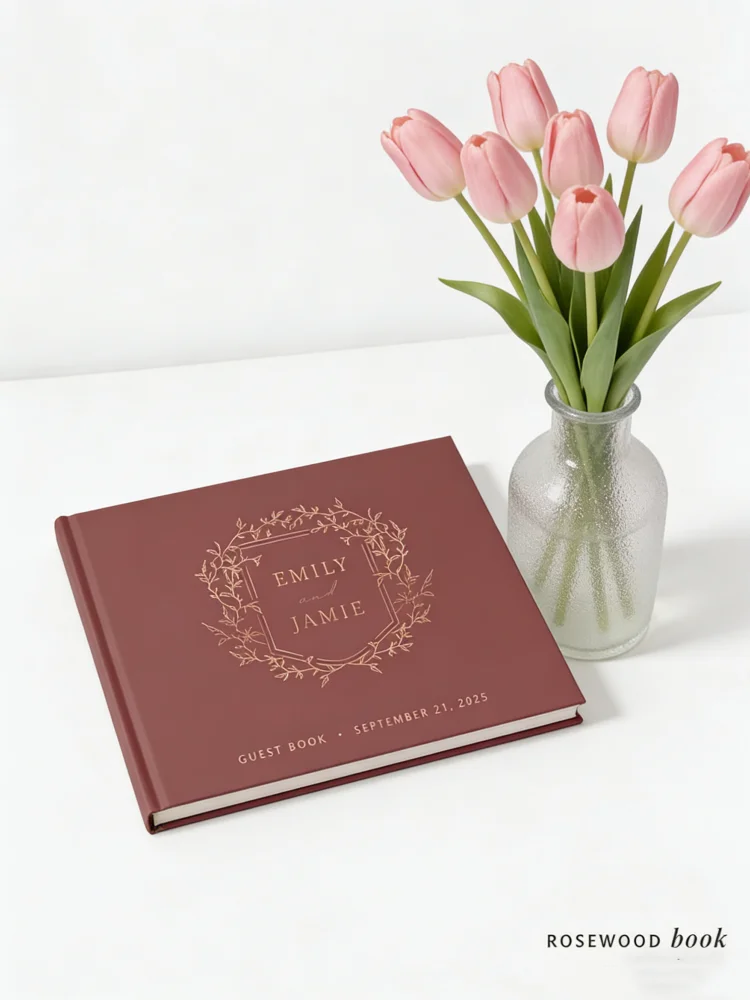 

Книга для гостей на свадьбу, альбом для подписей из палисандра и с золотым тиснением, доступны различные цветовые варианты