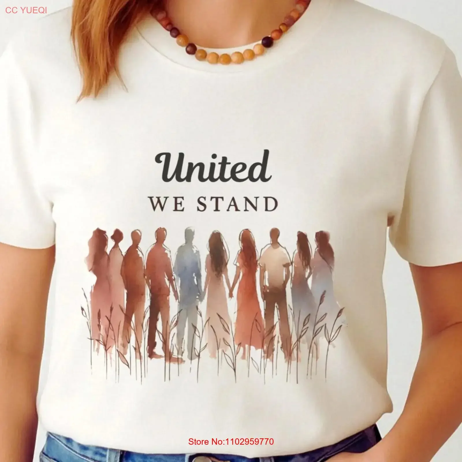 United We Stand t-shirt diversité Inclusion égalité activiste solidarité haut Justice sociale unité vintage lavé confortable
