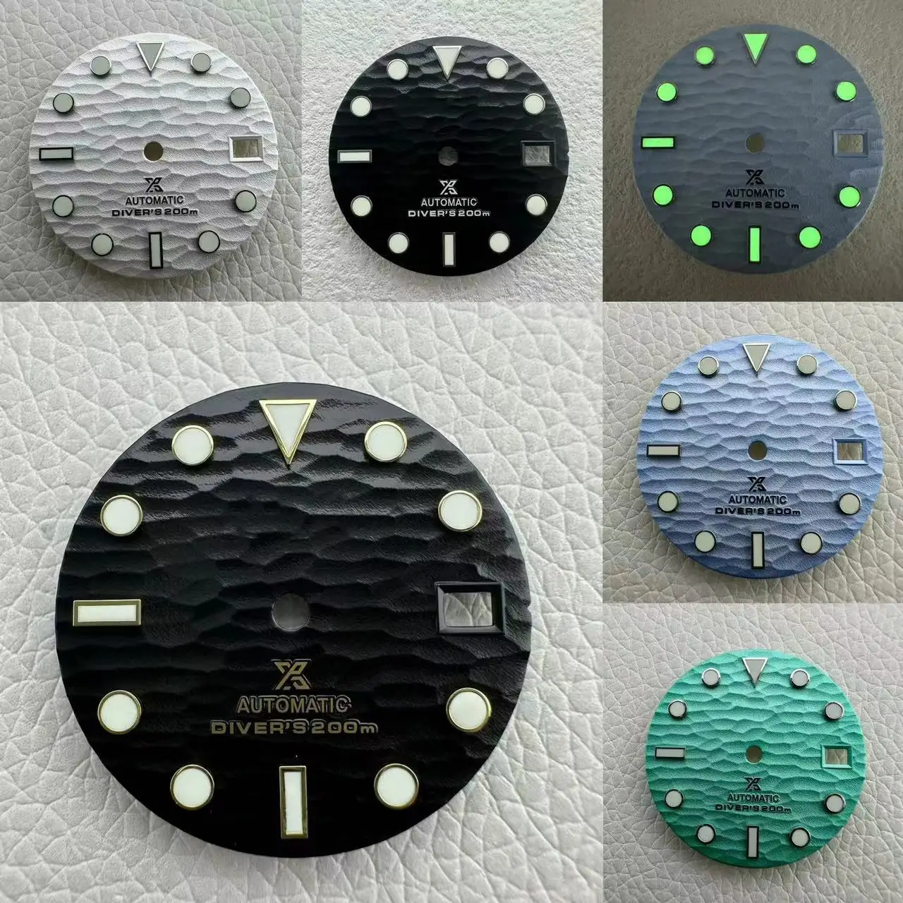 28.5mm Concave convex 3D S logo dial Green Luminous for NH36 NH35 Movement Modified 29mm s Dials Replacement Watches Accessories