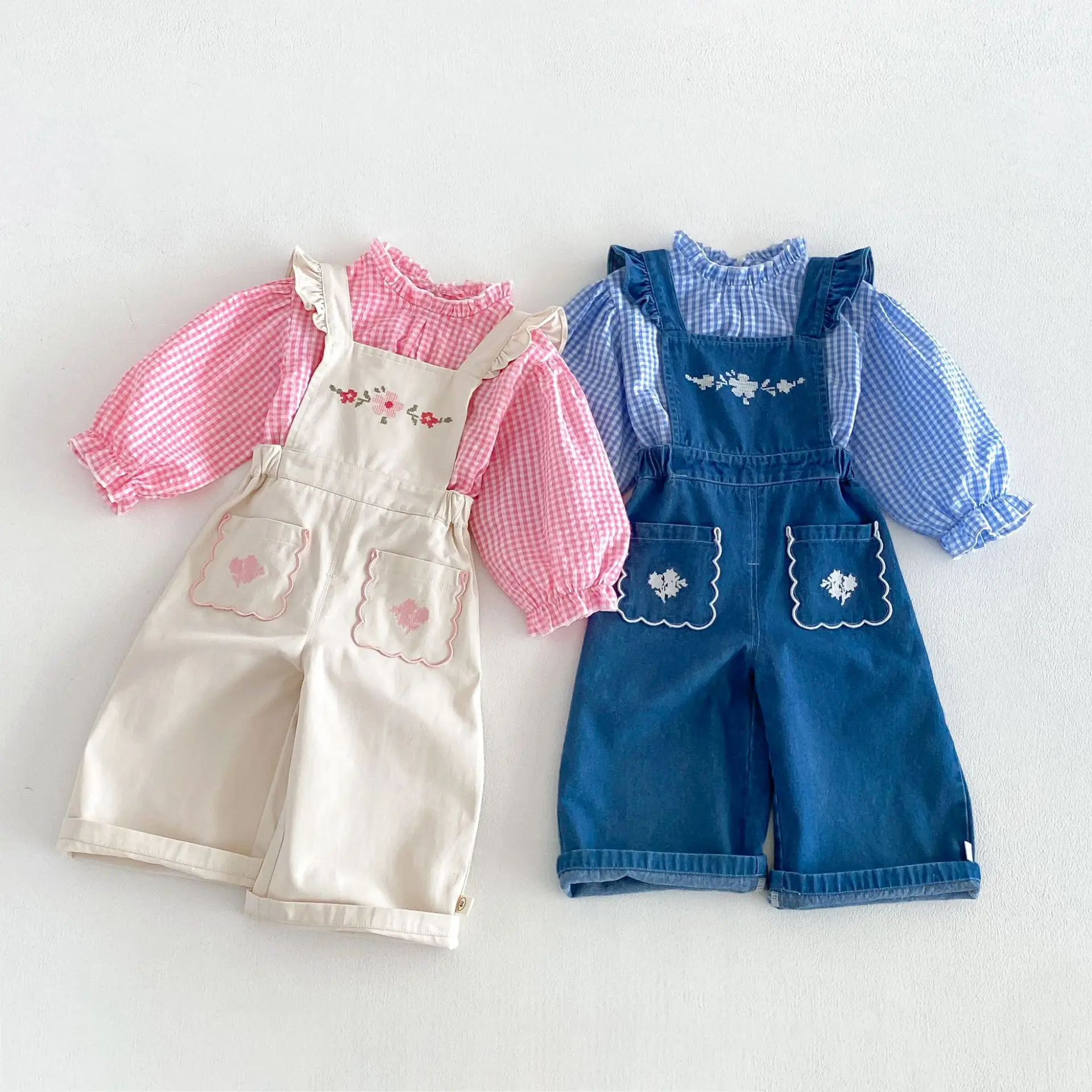 Girls' Edge Collar Doll Shirt 2026 New Autumn Baby Korean Version Checkered Shirt Children's Autumn Shirt Trend