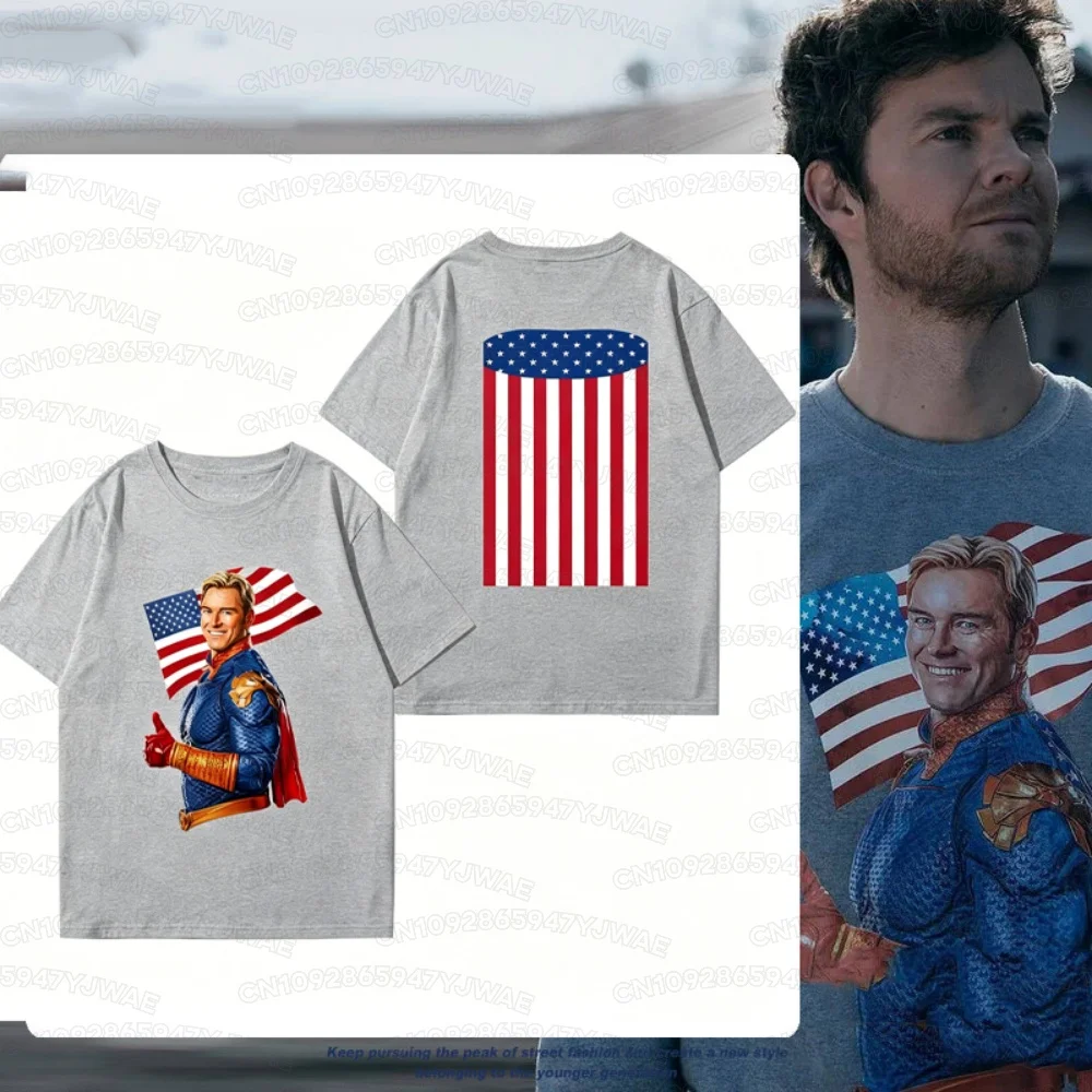 Camiseta Casual de Manga Curta com Estampa Homelander da Série Americana The Boys para Mulheres e Homens