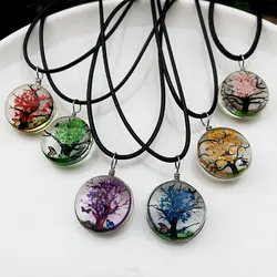 6pcs Mixed Color Glass Murano Pearl Tree Pendant Necklace Set Ladies Jewelry Party Gift