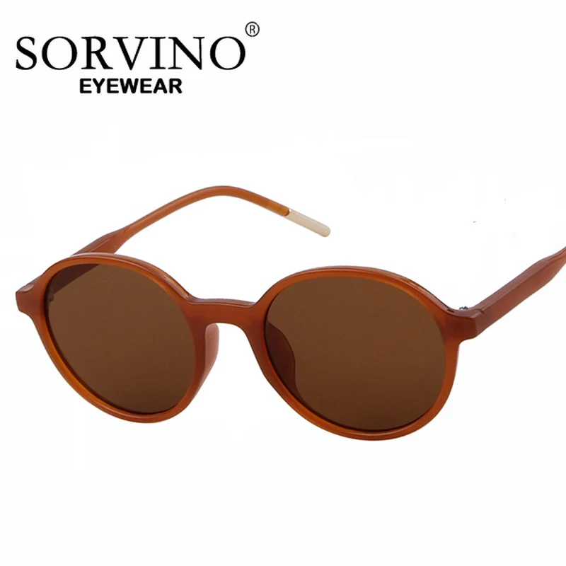 

SORVINO Caramel Round Retro Sunglasses Women Men Luxury Designer UV400 Vintage Sun Glasses for Square Rectangle Face