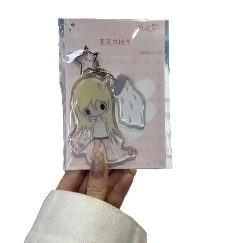 INS Damen Engel Mädchen Stern Acryl Schlüsselanhänger Set Niedliche Cartoon-Figur Taschenanhänger Schlüsselketten Japanischer Schmuck – Detail 4
