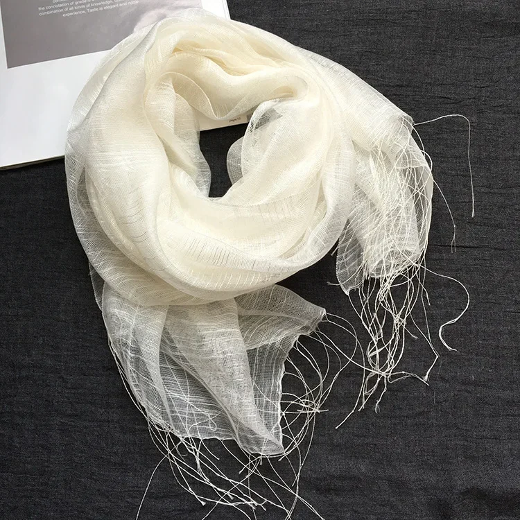 Pure White Silk Cotton Scarf for Plant Dyeing White Scarf Wax Dyed, Blue Dyed White Embryo Fabric Spring and Autumn Thin Shawl