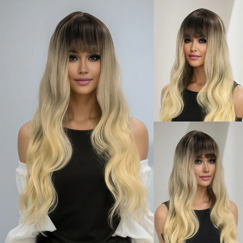 

Synthetic Long Mixed-Color Wavy Wig for Women150% Rose Hair Net, Light, Soft and Breathable, Suitable for Daily Wear and Parties