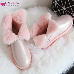 G&Zaco Sweet Clover Flower Short Sheepskin Snow Boots Natural Wool Shearling Winter Ankle Boots Women Sweet Boots Winter Shoes