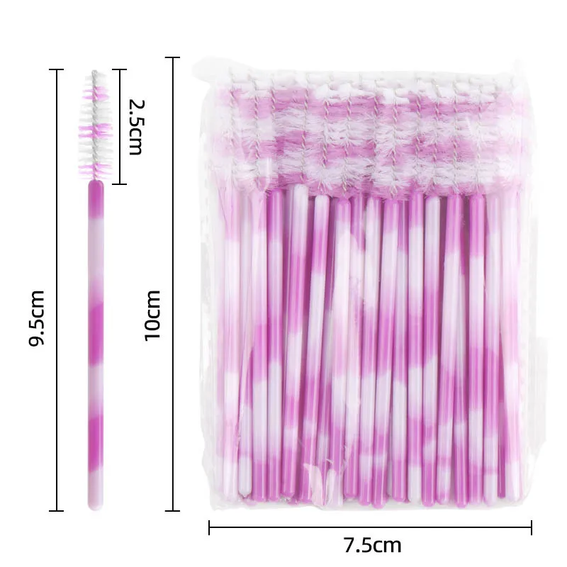 Bâtonnets de brosse à mascara bicolore, peigne à cils, bigoudi à sourcils, toiletteur, pinceau de maquillage, pêche au poulet, vente en gros, 50 supports, le plus récent