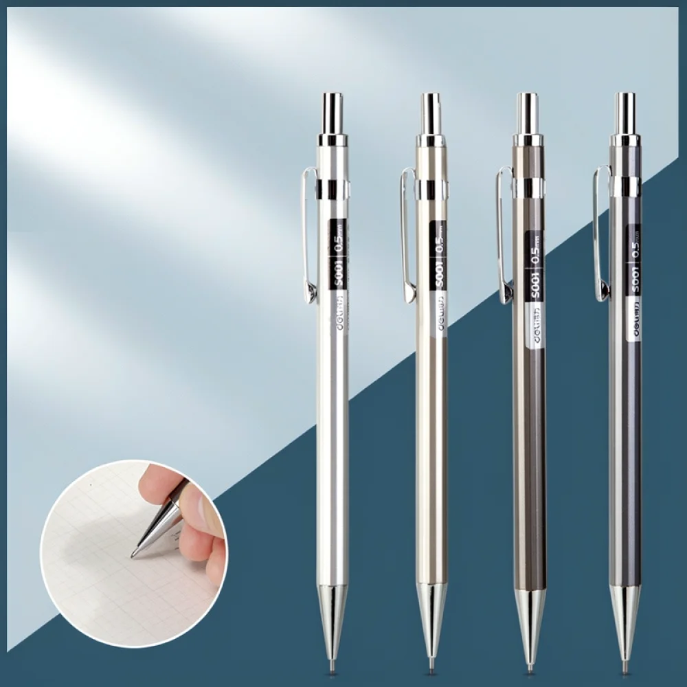 For For Deli Metal Automatic Pencil Precision Drafting Pen 0 5mm 0 7mm Stationery School Office Mechanical Lead Holder
