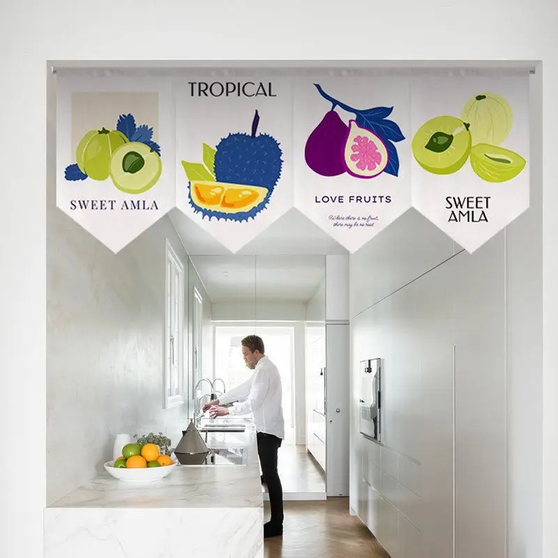 VIKAMA Tropical Fruit Triangle Banner Durian Fig Amla Pennant Flags Hanging Decoration Kitchen Restaurant Fruit Party Home