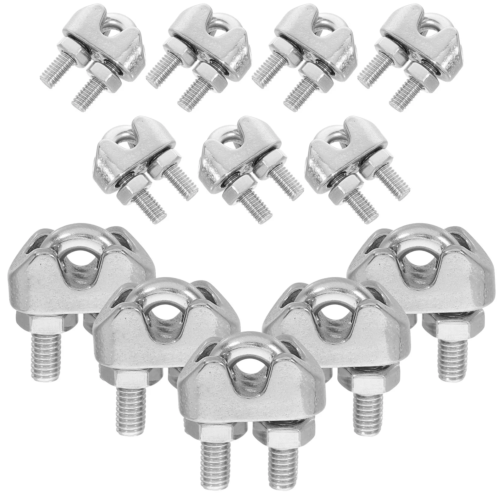 12Pcs Stainless Steel Wire Rope Clamp Stainless Steel Cable Clip U-Shaped Buckle Heavy Duty Wire Rope Cable Clamp for Tent