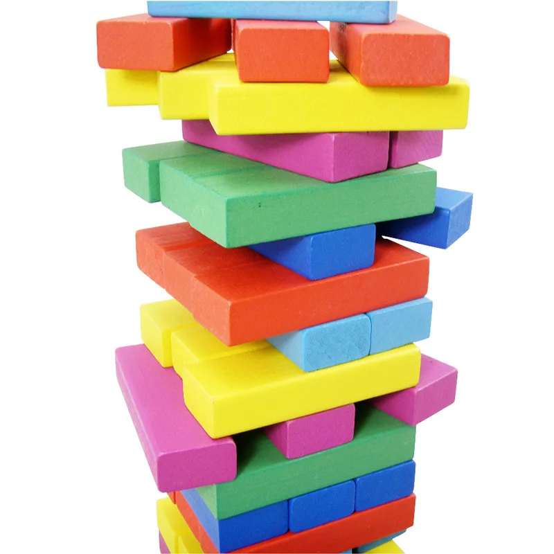 Juguetes Montessori de 48 piezas para bebés, juego de mesa de madera apilada de colores, bloques de rompecabezas grandes apilados