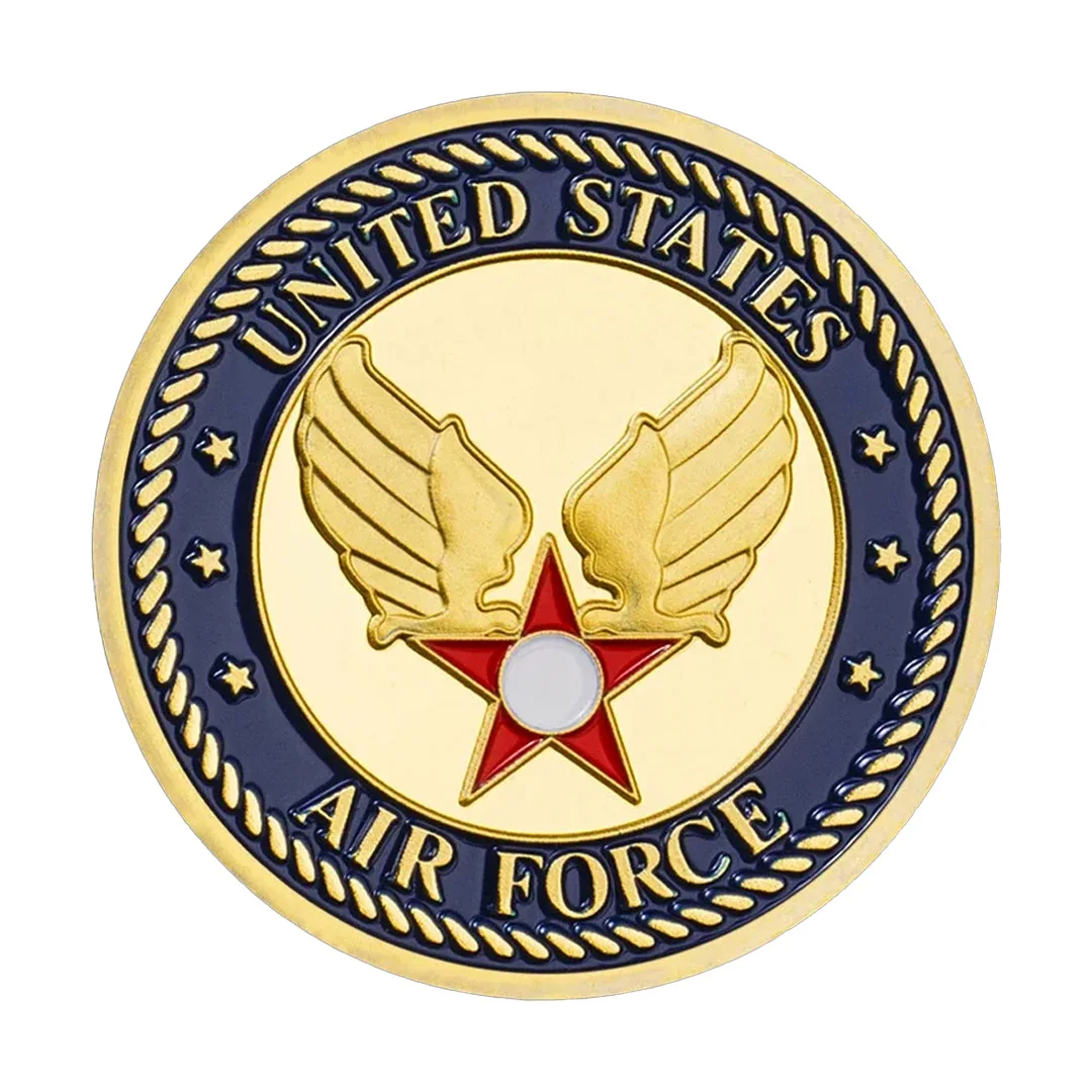 United States Air Force Gold Plated Commemorative Coins with American Flag Souvenirs Coin Home Decoration