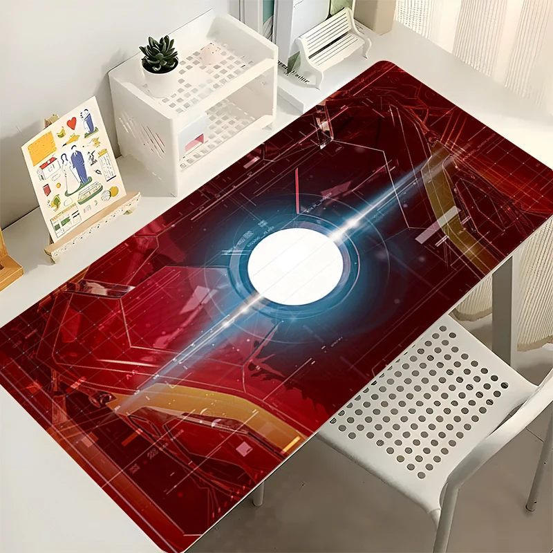 Alfombrilla de ratón con teclado Varmilo para ordenador, Iron Man, borde de Anime blanco, accesorios para juegos, mesa XXL, alfombra para jugador, alfombrilla de escritorio, alfombrilla suave para ratón