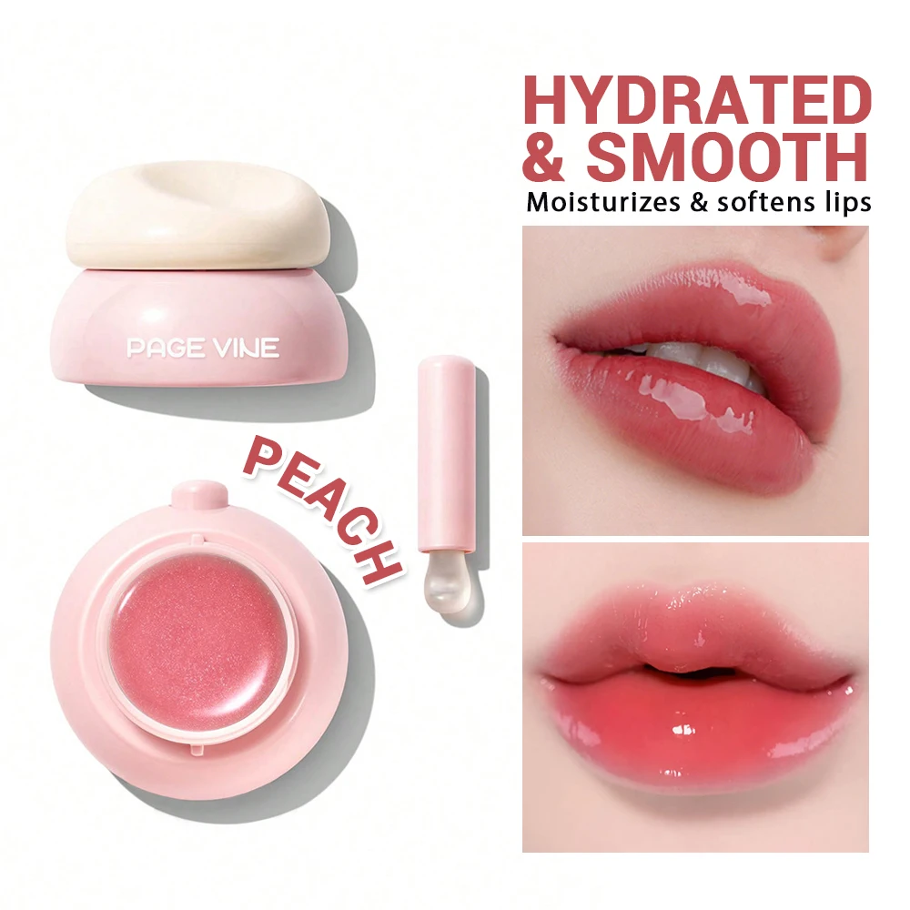 

Page Vine Lip Glaze with Lip Brush - Waterproof Long-Lasting Hydrating Lip Mask to Reduce Lip Lines Glossy Lip Gloss Makeup
