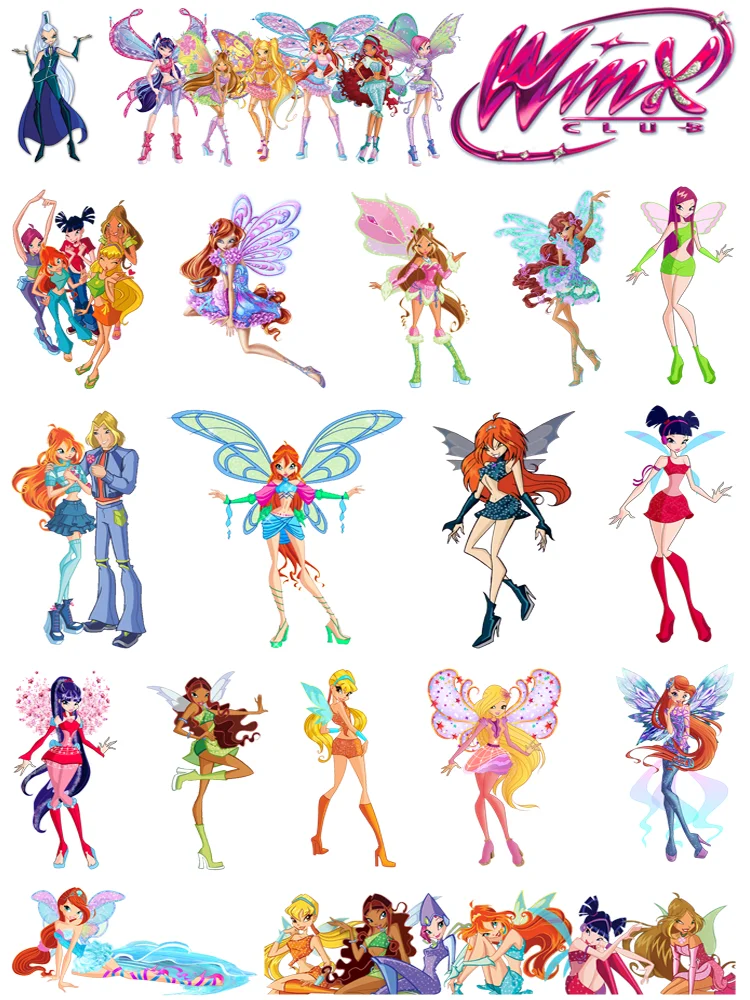 Children Cartoon Winx Club Iron on patches thermo-stickers for children Small sticker stripes appliques