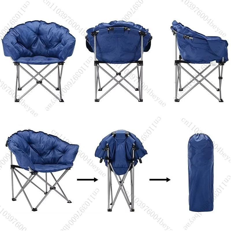 كرسي قمر محمول خفيف الوزن قابل للطي للتخييم مع حامل أكواب ودعم خلفي يصل إلى 120 كجم #4