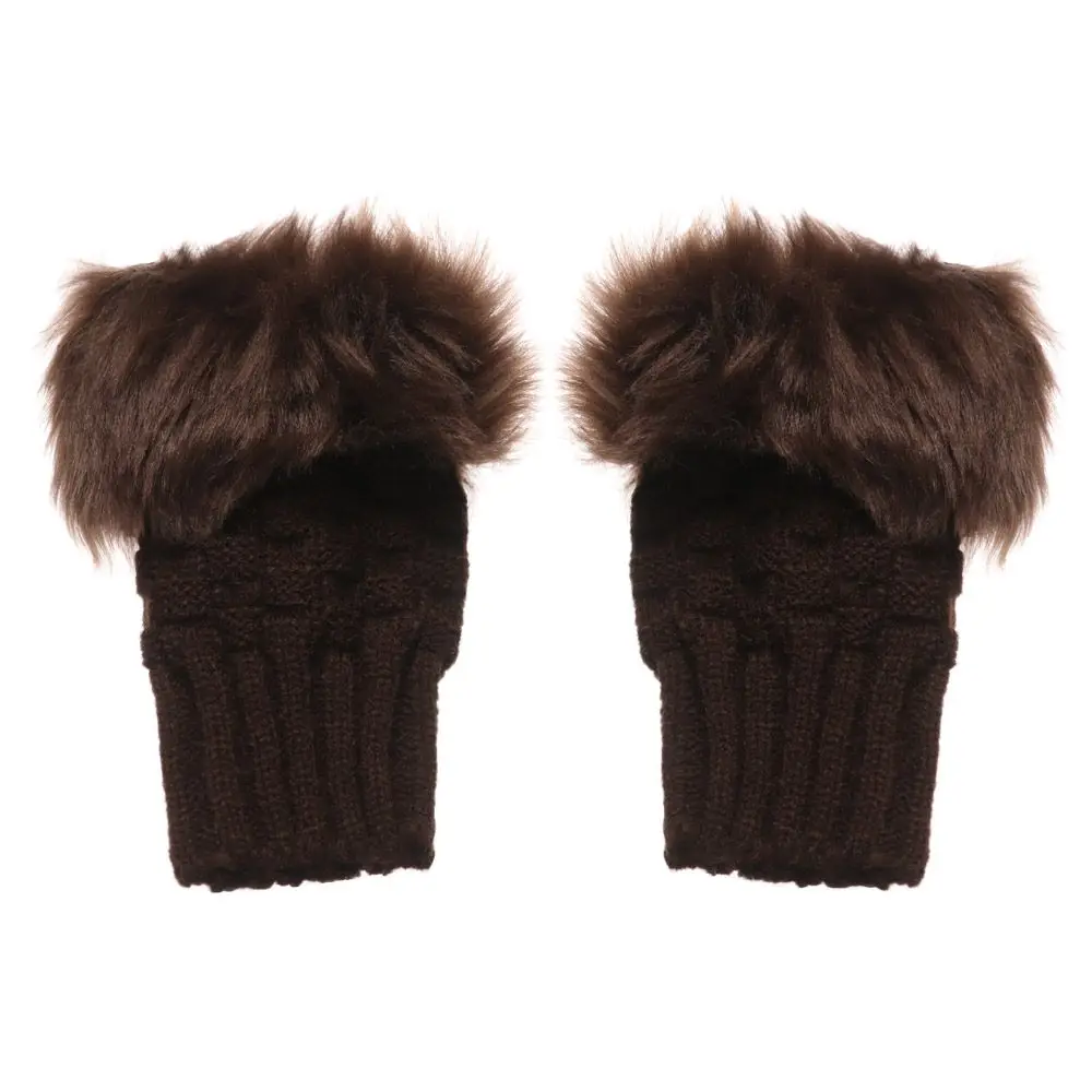 Winter Elastic Keep Finger Warm Faux Rabbit Hair Gloves Thicken Warm Warm Mittens Knitted Gloves
