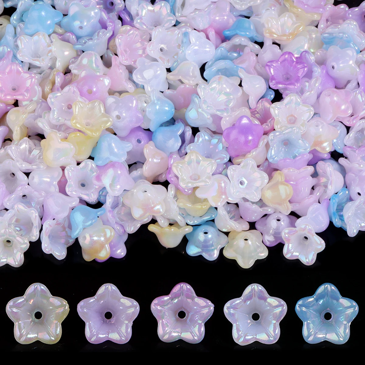 

50-100pcs 12mm Colorful Flower Acrylic Beads Charms Bead Caps Loose Spacer For Jewelry Making Diy Bracelet Necklace Accessories