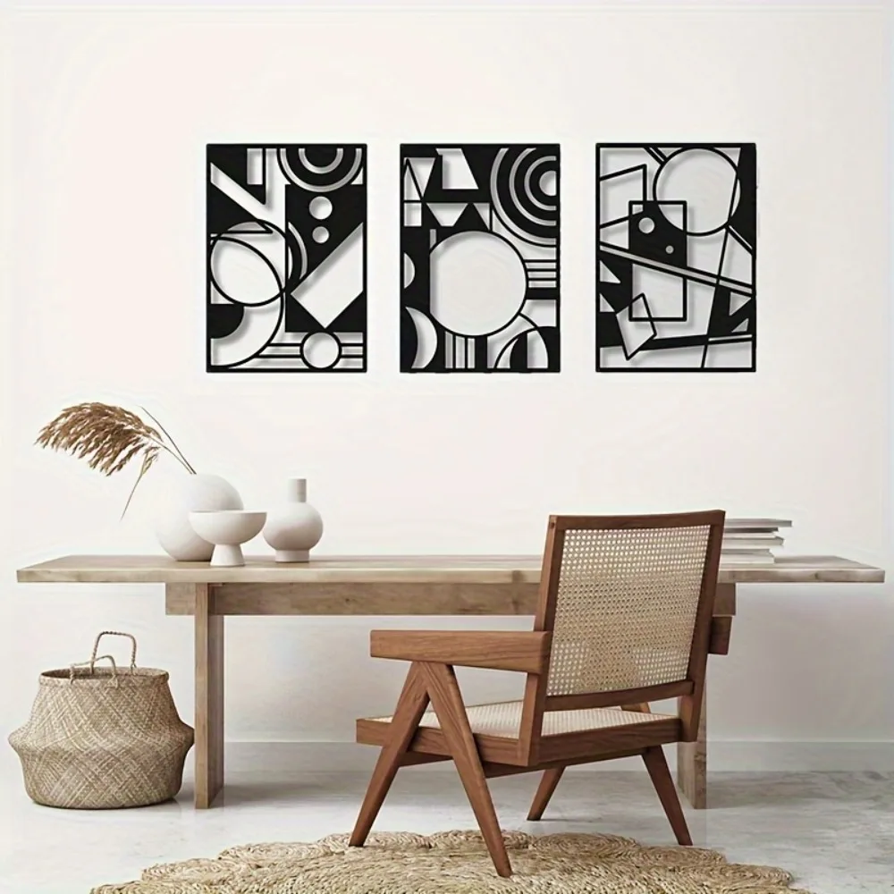 CIFbuy Iron Wall Art Modern Geometric Line Metal Painting Minimalist Statue Decor For Home Office Bedroom Living Room Wall