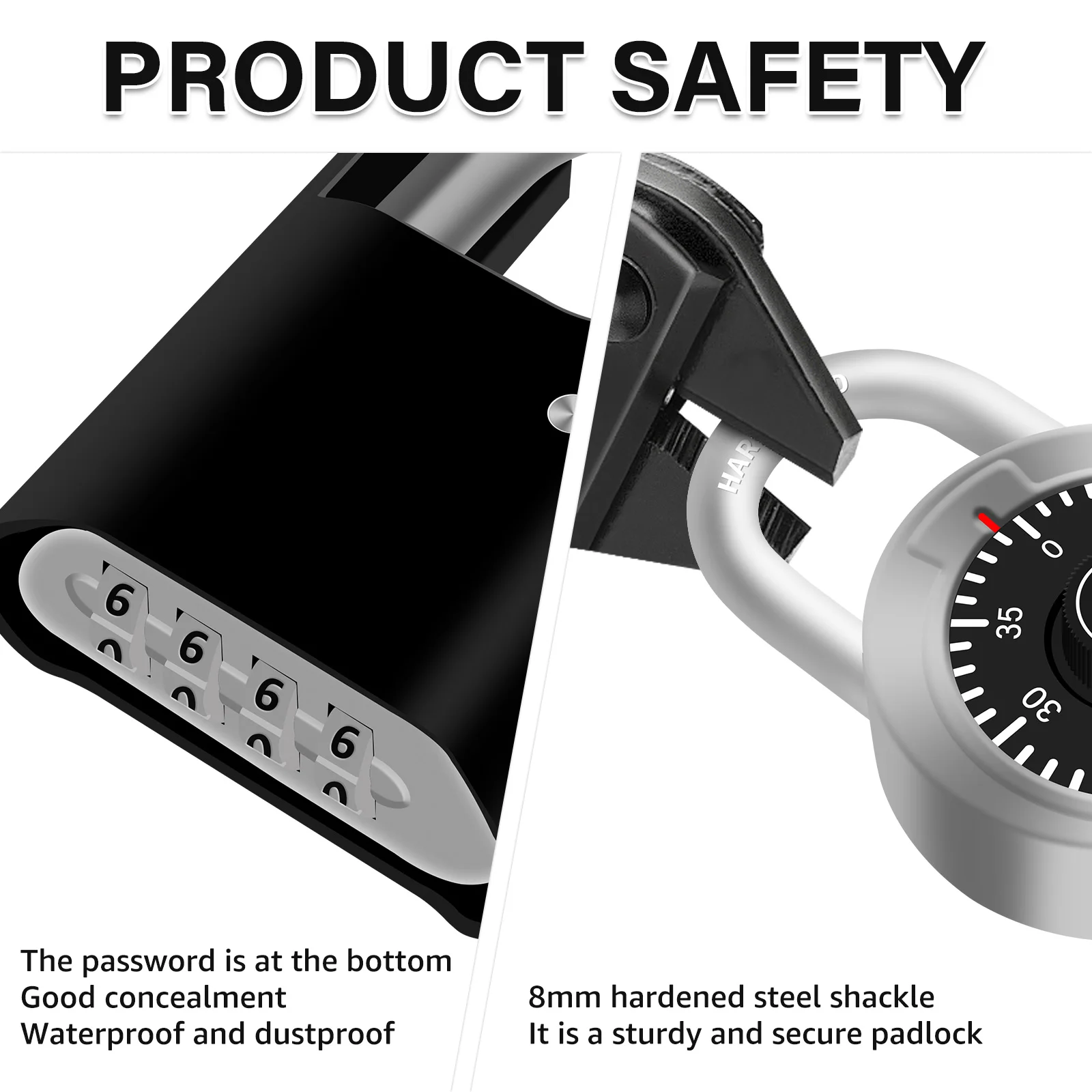 2 قطعة قفل مجمع في الهواء الطلق تصميم قفل مانع لتسرب الماء لكلمة المرور المخفية وأمن عالي للخزانة والمنزل والمدرسة والمرآب #4