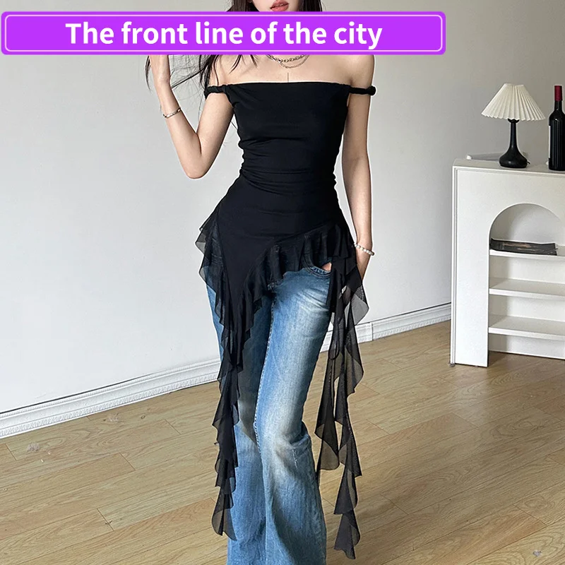 

Сексуальная облегающая кружевная футболка-боди на одно плечо без рукавов, однотонная, в уличном стиле, для женщин, весенний сезон