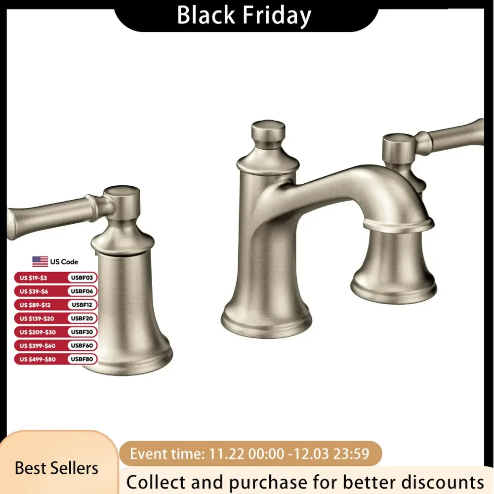 

Bathroom Faucet Brushed Nickel Two-Handle High Arc Widespread Bathroom Sink Faucet for 3-Hole Setups with Valve Included Faucet