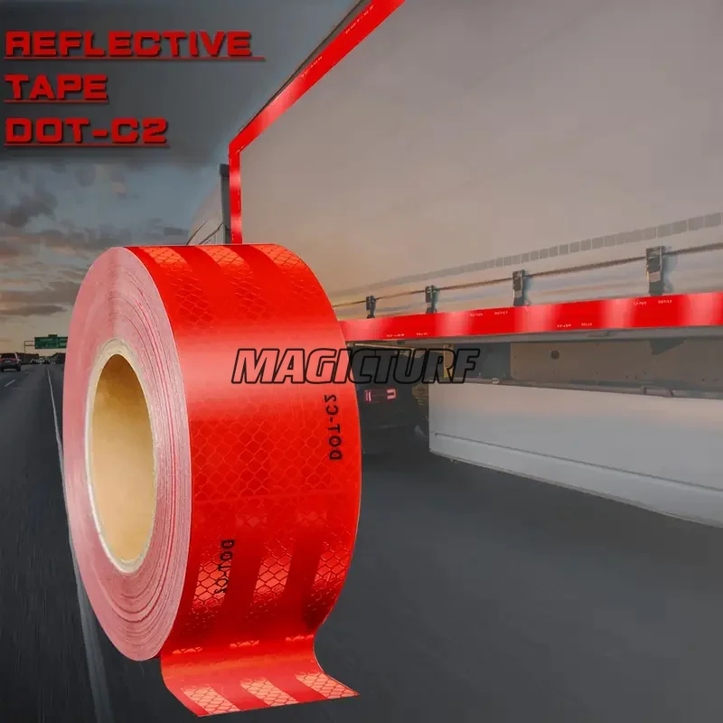 EURO-STANDARD DOT-C2 Red Reflective Warning Tape Waterproof Reflector For Cars/Trucks/Trailers