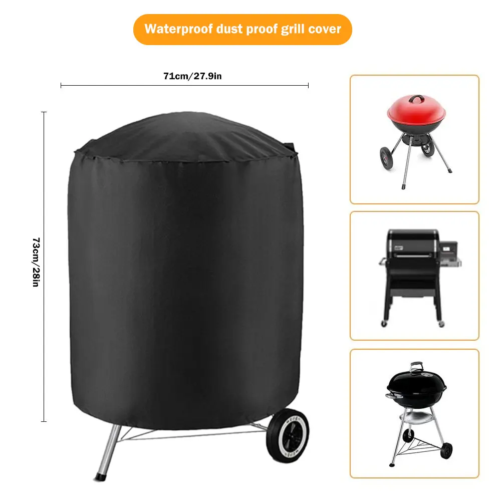 Charcoal Grill Cover For 28Inch Weber Grill Kettle BBQ Gas Grill Cover with Hook Loop and Drawstring Waterproof Anti-UV Material