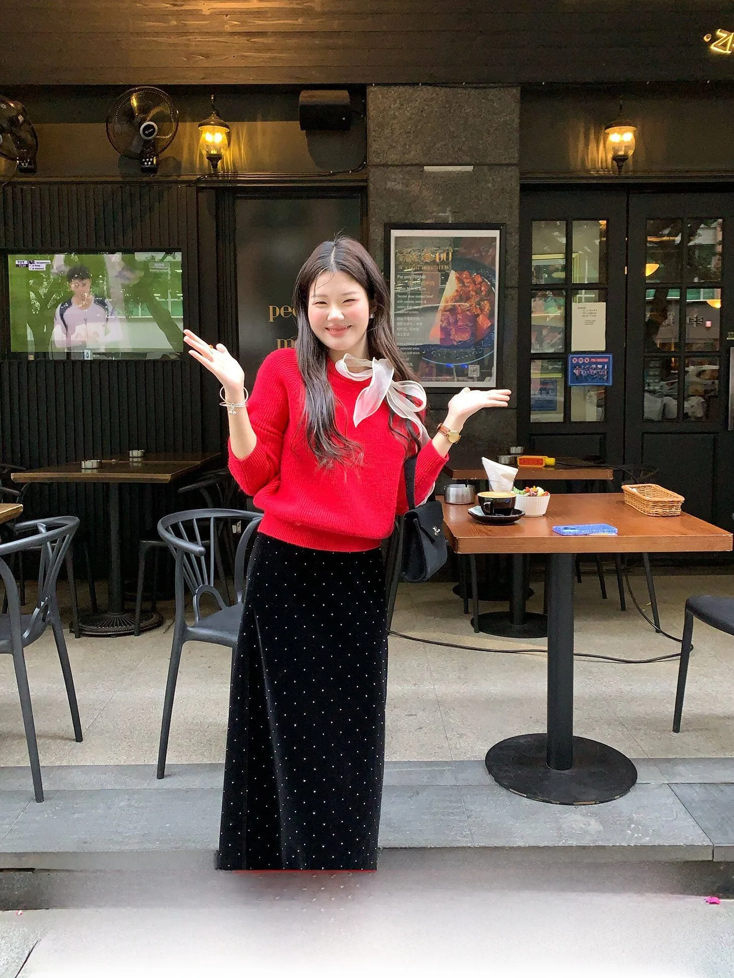 

Пышная бархатная юбка миди с декоративными элементами в корейском стиле, с блестящим алмазным дизайном, осенне-зимняя женская модная повседневная юбка А-силуэта