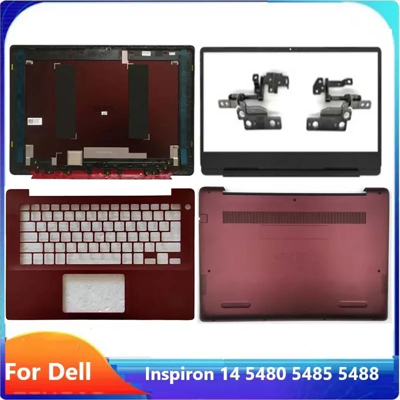 New/Orig For Dell inspiron 14 5480 5485 5488 LCD back cover 0JGVY9 /LCD bezel /Upper cover /Bottom case /Hinge set, Wine Red