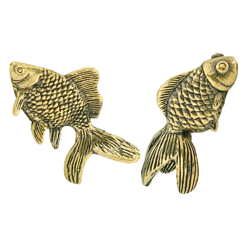 

2 шт. латунная золотая рыбка кои скульптура животного Декор лунный календарь фигурка орнамент китайская удача фэн-шуй