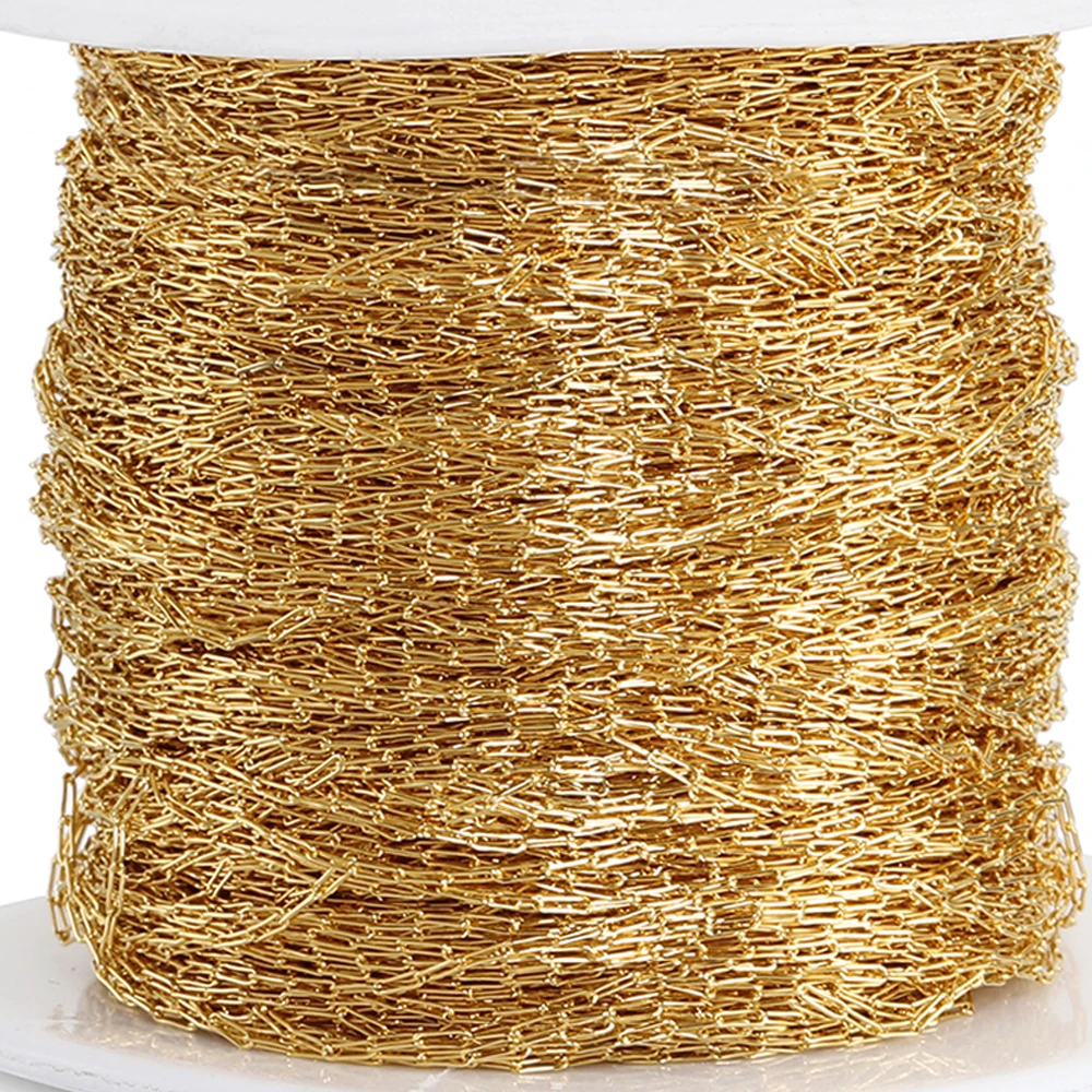 10Meters 2Meters Stainless Steel Gold Color Chain Thin Beading Cable Chains DIY Bracelet Necklace Jewelry Making Wholesale Bulk