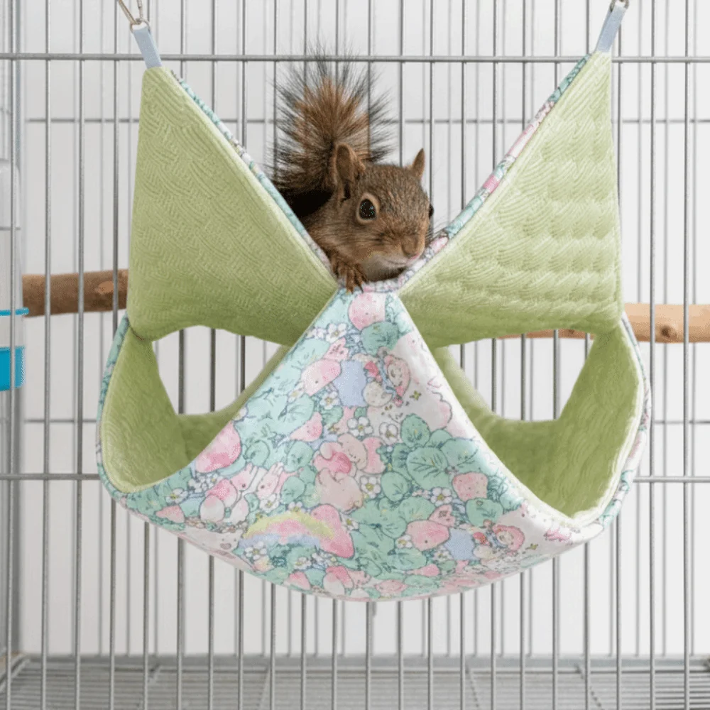Hamaca Transpirable de Doble Capa para Hámster, Casa Refrescante y Cómoda para Furet, Nido Colgante con Diseño de Dibujos Animados para Ardilla, Verano