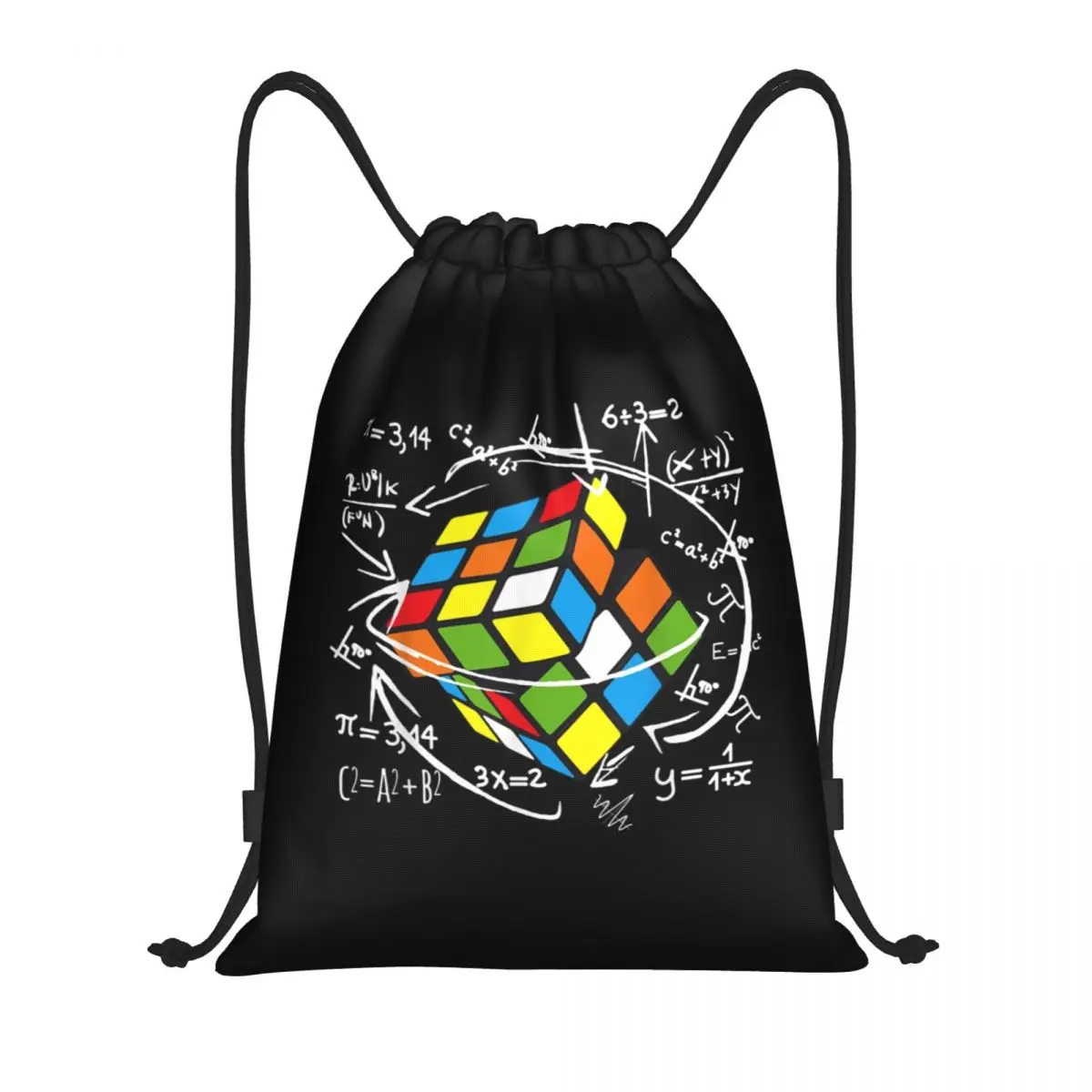 Math Rubik Rubix Player Cube mochila con cordón para hombres y mujeres, deporte, gimnasio, Sackpack portátil, amantes de las matemáticas, bolsa de compras, saco