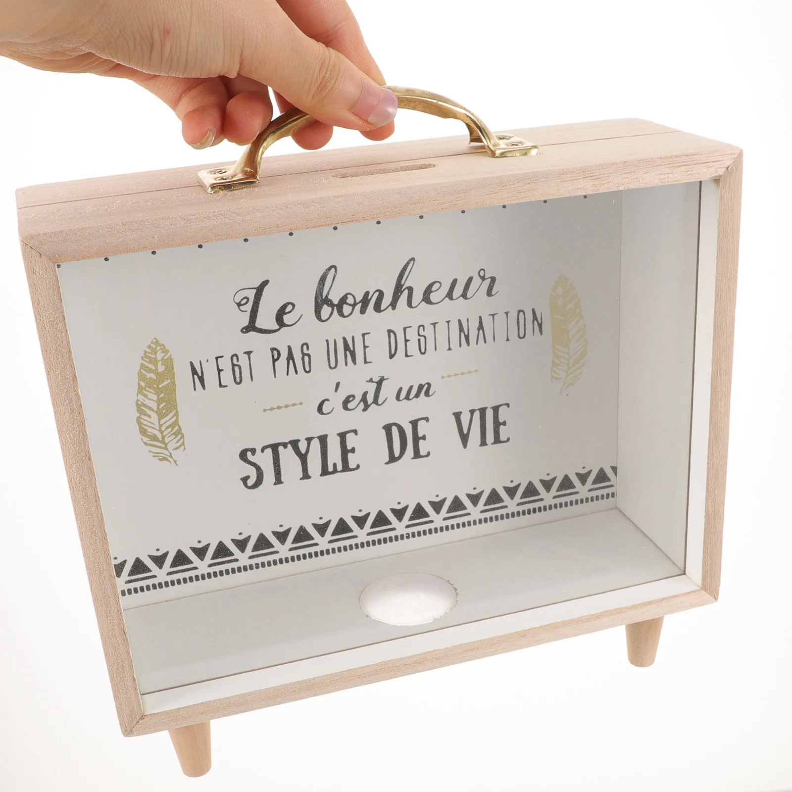 

Wooden Piggy Bank Coin Storage Clear Girl Small Cash Boxes Money Counting Save Box Bedroom Living Room Kids Growth Safe
