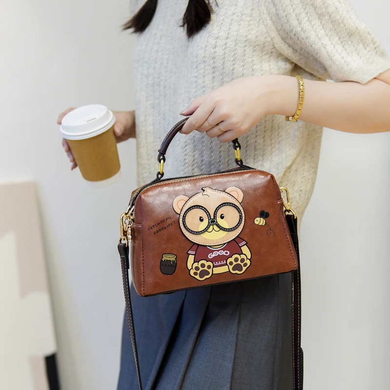 Handbag for women Boston shape Luxury design Totes Bag For Girl Fashion Women's Bag Cute Bear Women Crossbody Bag Shoulder Bag