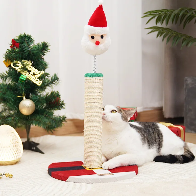 Cat Tree Christmas Series Cat Scratching Post Detachable Sisal Vertical Wear-resistant Non-dropping No Take Up Space Kitty Toys