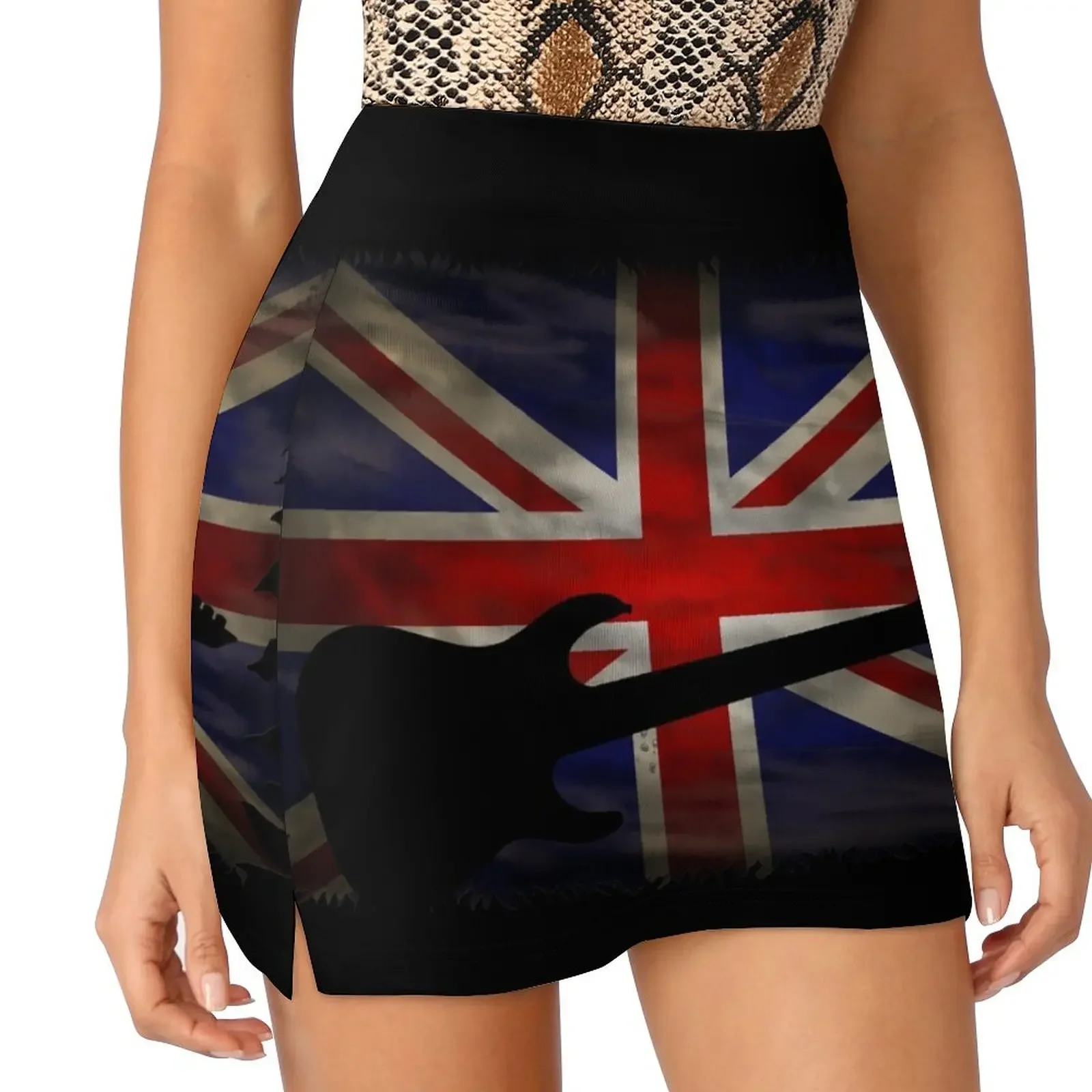 

Vintage British Flag Acoustic Guitar Union Jack Mini Skirt Short skirts cute skirt