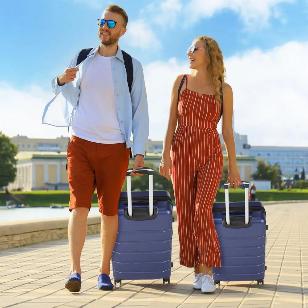 مجموعة أمتعة دوارة ذات هيكل صلب قابل للتوسيع مع قفل TSA، أزرق، 20/24/28 بوصة #2