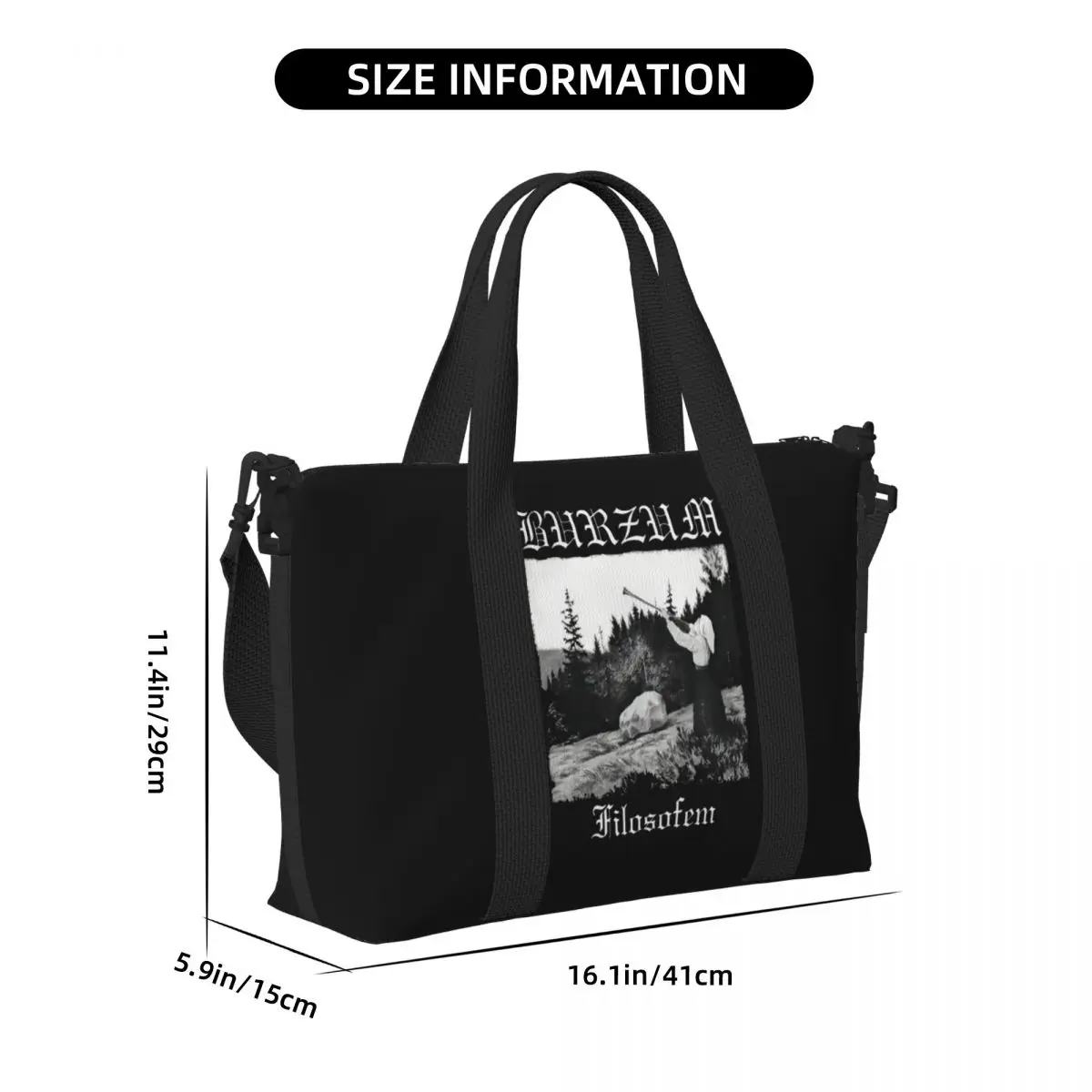 Custom Norway Black Metal Filosofem Burzums Band Rock Music Beach Tote Bag Women Large Compartment Gym Beach Travel Bags