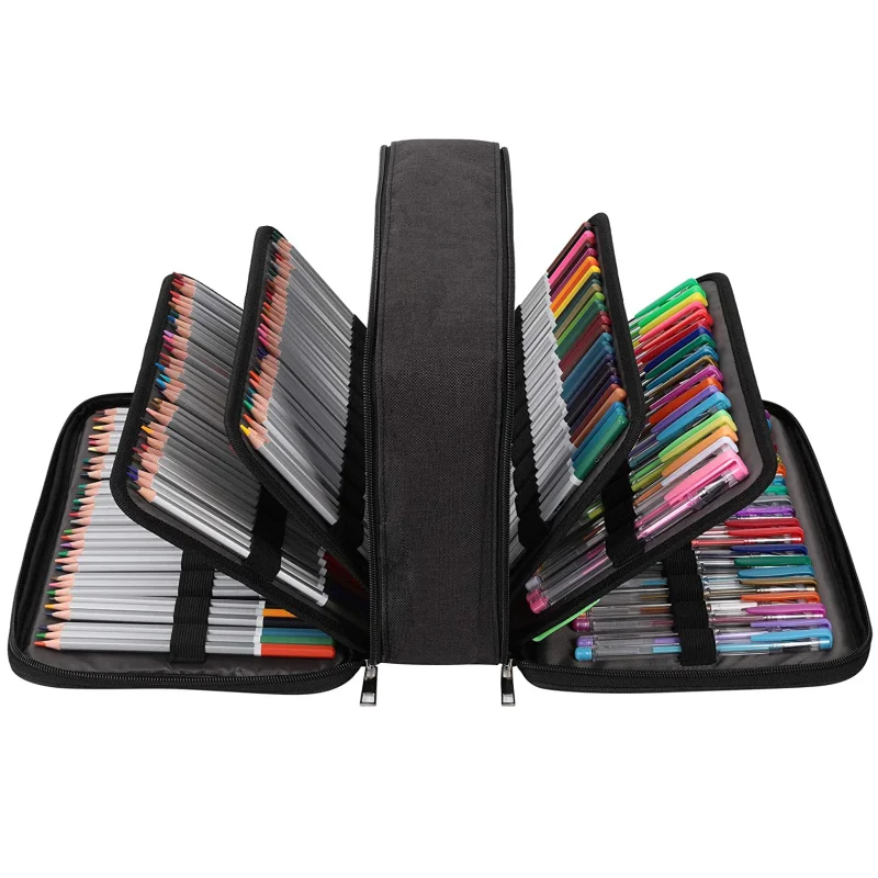 300 Pcs Pencil Case, Colored Gel Pens Holder Organizer High Capacity Pencil Bag with Multilayer Compartments,Without Pencil